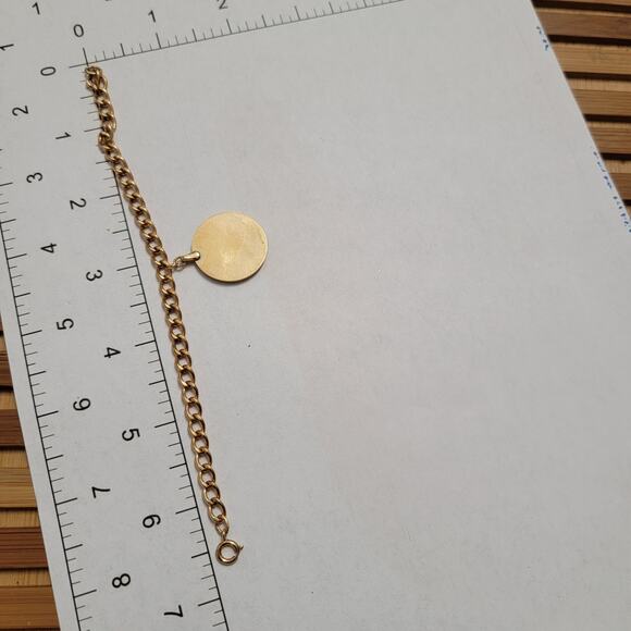 Vintage Gold Tone Pennsylvania Liberty Bell Charm Bracelet Round Disc Pendant - Picture 10 of 10